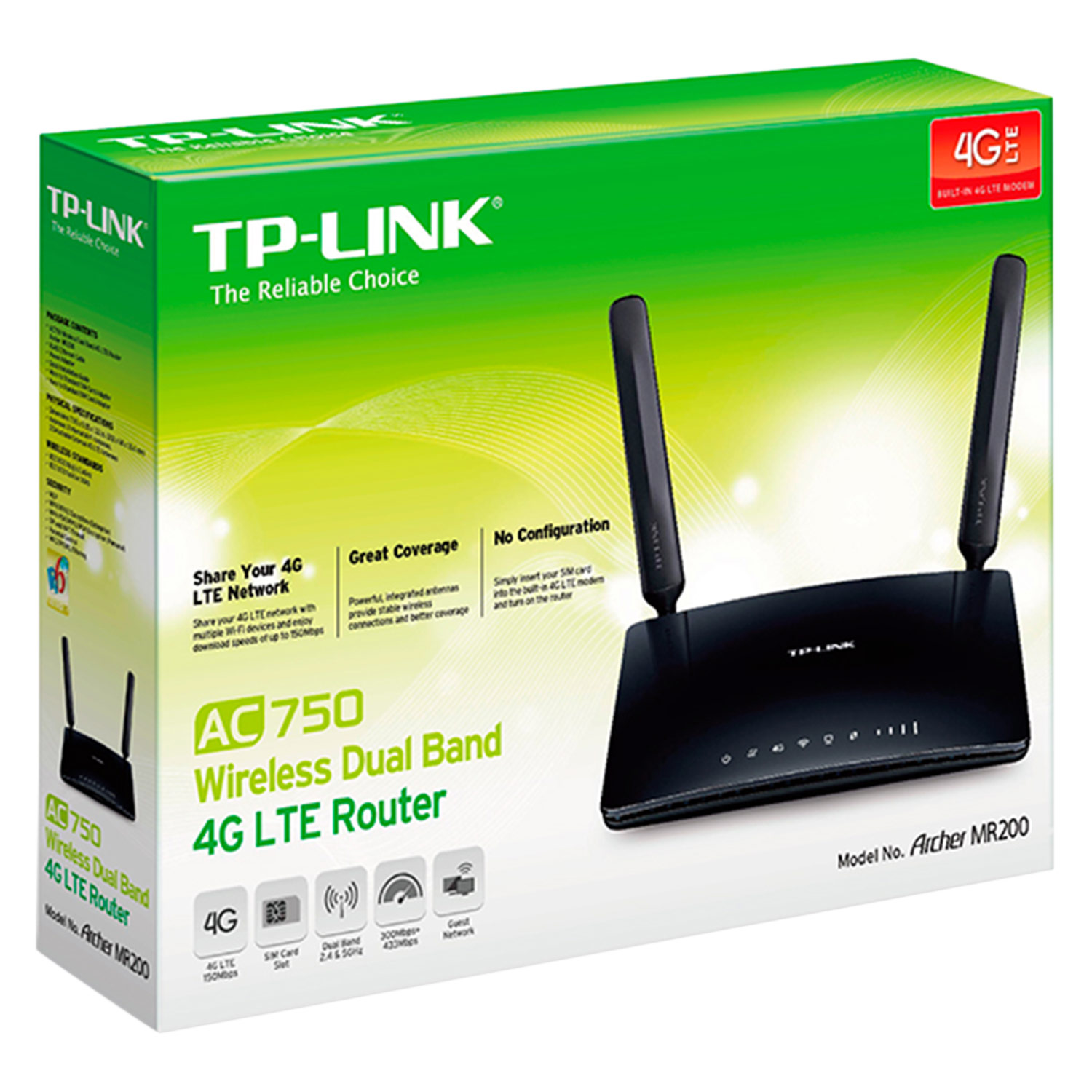 Bộ Phát Wifi Router 4G LTE Băng Tần Kép AC750 TP-Link Archer MR200 - Hàng Chính Hãng